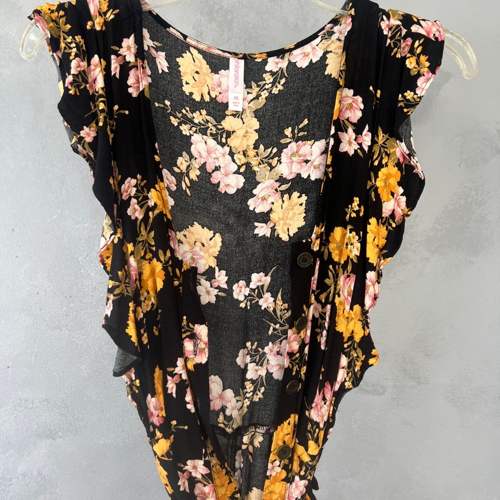 Xhilaration Black Floral Jumpsuit